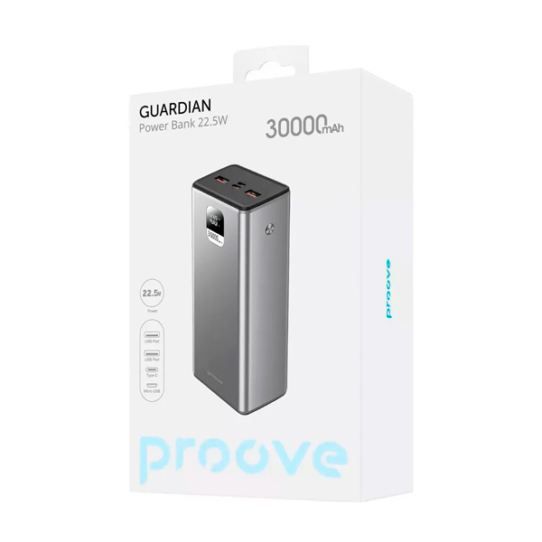 Зовнішній акумулятор Proove Guardian 30000mAh 22.5W (PBG322210004)
