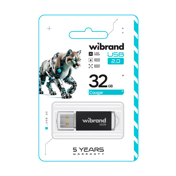 Флешка Wibrand 32GB Cougar USB 2.0 Black (WI2.0/CU32P1B)