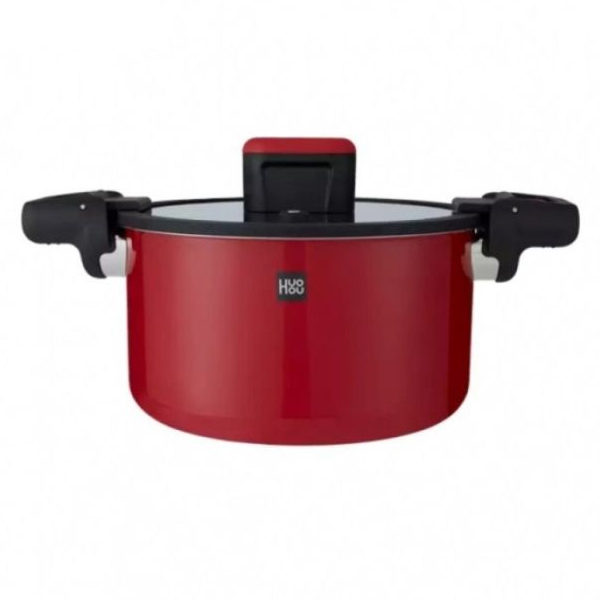 Кастрюля-скороварка Xiaomi HUOHOU Stainless Steel Enamel Micro Pressure Cooker Red 6л (HU0160)