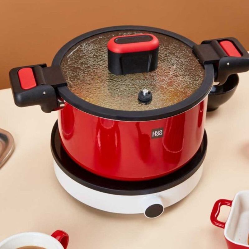 Кастрюля-скороварка Xiaomi HUOHOU Stainless Steel Enamel Micro Pressure Cooker Red 6л (HU0160)