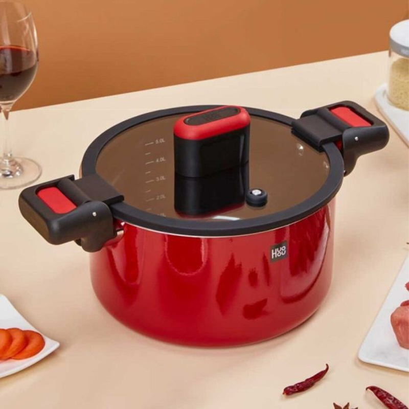 Кастрюля-скороварка Xiaomi HUOHOU Stainless Steel Enamel Micro Pressure Cooker Red 6л (HU0160)