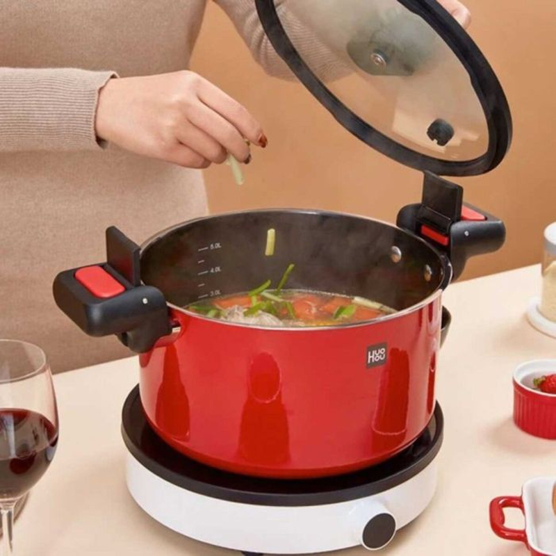 Кастрюля-скороварка Xiaomi HUOHOU Stainless Steel Enamel Micro Pressure Cooker Red 6л (HU0160)