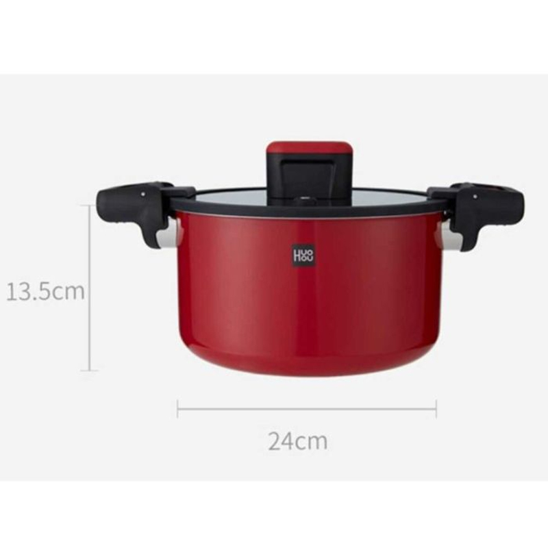 Кастрюля-скороварка Xiaomi HUOHOU Stainless Steel Enamel Micro Pressure Cooker Red 6л (HU0160)