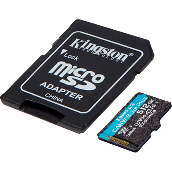 Карта пам'яті Kingston 512 GB microSDXC class 10 UHS-I U3 Canvas Go! Plus + SD Adapter SDCG3/512GB