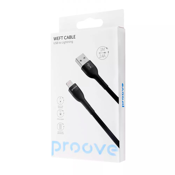 Кабель Proove Weft Lightning 2.4A 1m Black