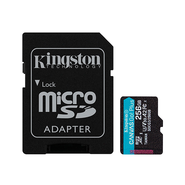 Карта памяти Kingston 256 GB microSDXC class 10 UHS-I U3 Canvas Go! Plus + SD Adapter SDCG4/256GB