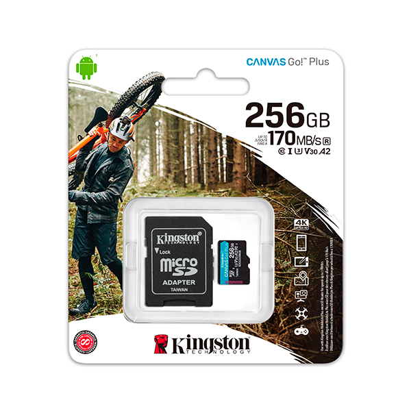 Карта памяти Kingston 256 GB microSDXC class 10 UHS-I U3 Canvas Go! Plus + SD Adapter SDCG4/256GB