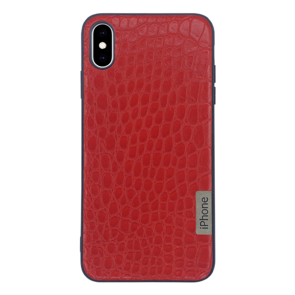 Чехол Leather Case для iPhone XS Max Red Crocodile