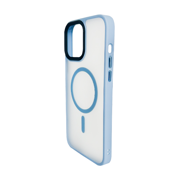 Чехол накладка Mate Plus Metal Buttons Case with MagSafe для iPhone 13 Pro Max Light Blue
