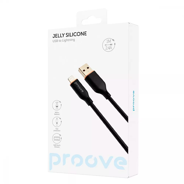 Кабель Proove Jelly Silicone Lightning 2.4A 1m Black