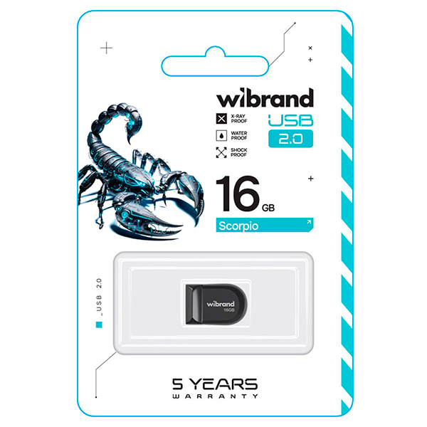 Флешка Wibrand 16GB Scorpio USB 2.0 Black (WI2.0/SC16M3B)