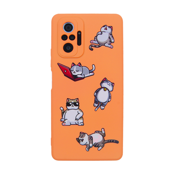 Чехол Original Soft Touch Case for Xiaomi Redmi Note 10 Pro/Note 10 Pro Max Orange Lazy Cat with Camera Lens