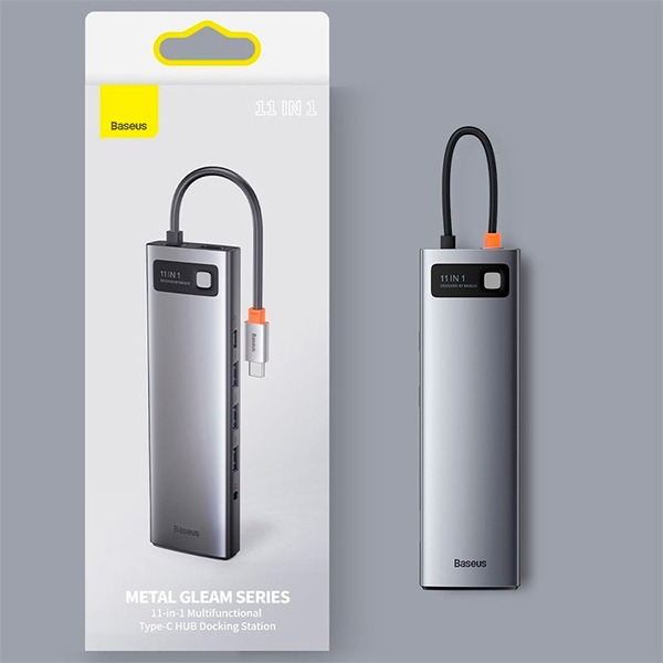USB-хаб Baseus Metal Gleam Series 11-in-1 Gray (CAHUB-CT0G)