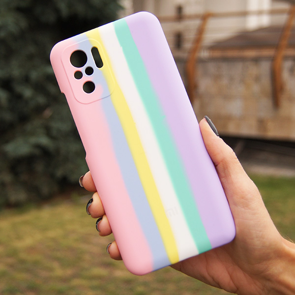 Чехол Silicone Cover Full Rainbow для Xiaomi Redmi Note10 Pro/Note 10 Pro Max Pink/Lilac with Camera Lens