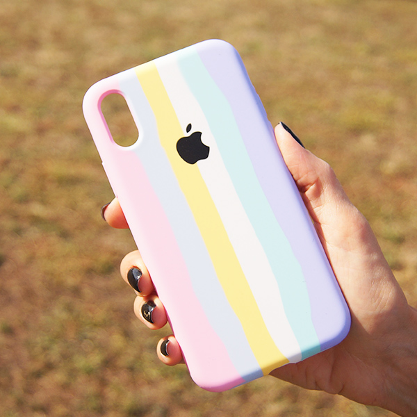 Чехол Silicone Cover Full Rainbow для iPhone XR Pink/Lilac
