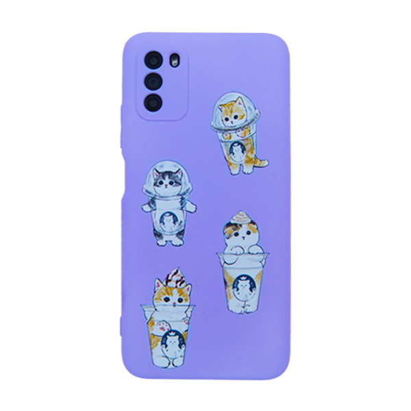 Чехол Original Soft Touch Case for Xiaomi Poco M3 Violet Kitty with Camera Lens