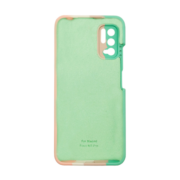 Чохол Silicone Cover Full Rainbow для Xiaomi Poco M3 Pro/Note 10 5G Green/Pink with Camera Lens