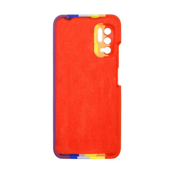 Чехол Silicone Cover Full Rainbow для Xiaomi Poco M3 Pro/Note 10 5G Red/Violet with Camera Lens