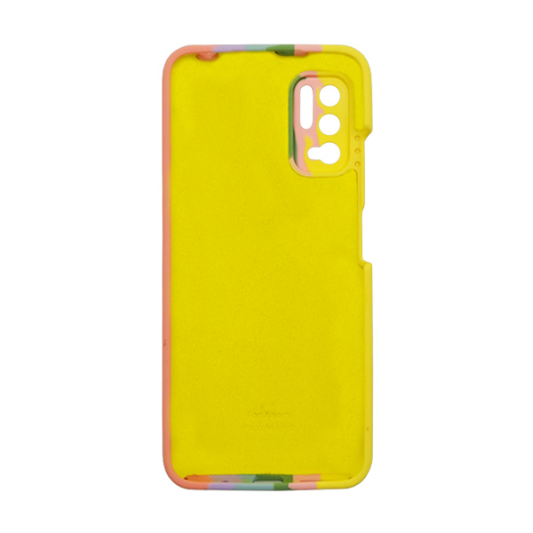 Чехол Silicone Cover Full Rainbow для Xiaomi Poco M3 Pro/Note 10 5G Yellow/Pink with Camera Lens
