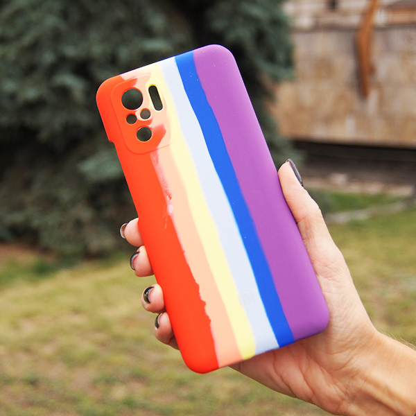 Чехол Silicone Cover Full Rainbow для Xiaomi Redmi Note10 Red/Violet with Camera Lens