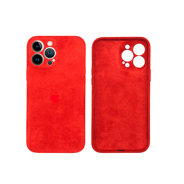 Чехол Alcantara для Apple iPhone 13 Pro Max with Camera Lens Red