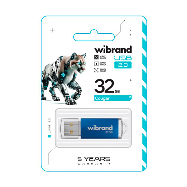 Флешка Wibrand 32GB Cougar USB 2.0 Blue (WI2.0/CU32P1U)