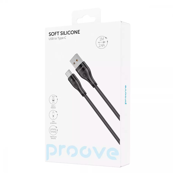 Кабель Proove Soft Silicone Type-C 2.4A 1m Black