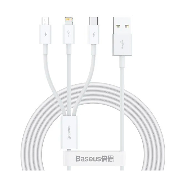 Кабель Baseus Superior Series Type-C/Lightning/Micro USB 1.5m White (CAMLTYS-02)