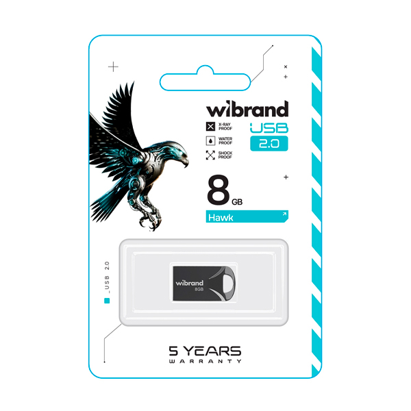 Флешка Wibrand 8GB Hawk USB 2.0 Black (WI2.0/HA8M1B)