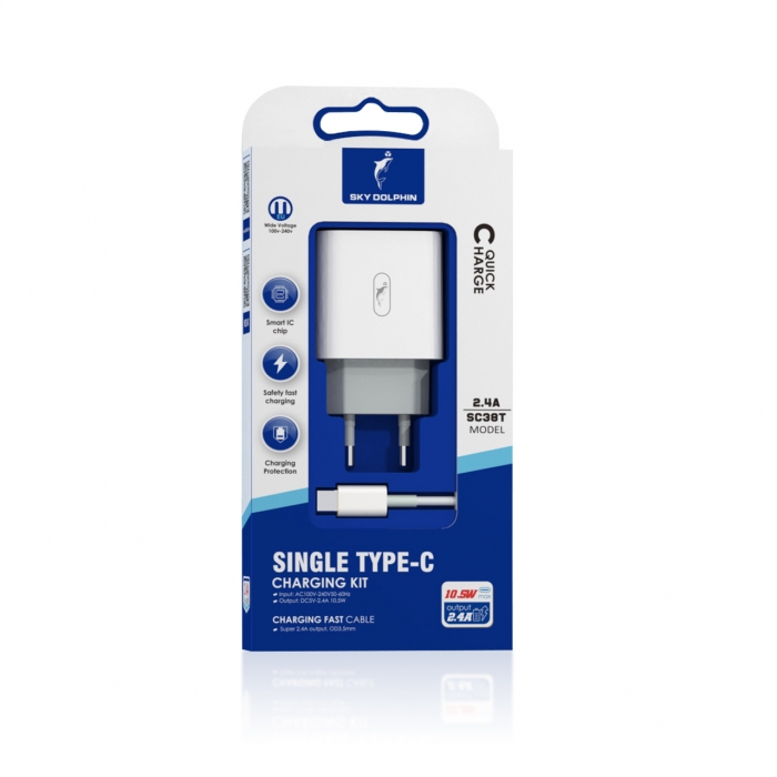 СЗУ SkyDolphin SC38T White + USB Type-C cable (MZP-000183)