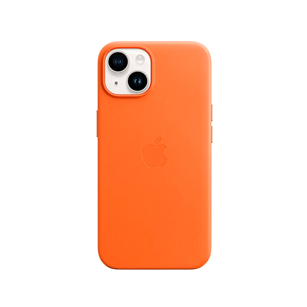 Чехол Apple iPhone 14 Leather Case with MagSafe Orange (MPP83)