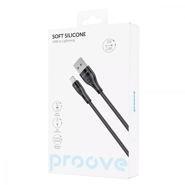 Кабель Proove Soft Silicone Lightning 2.4A 1m Black