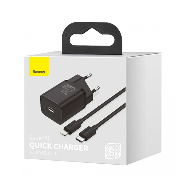 СЗУ Baseus Super Si Quick Charger 20W Sets + Type-C to Lightning (TZCCSUP-B01) Black
