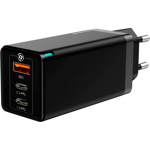 МЗП Baseus GaN3 Pro Fast Charger 2xType-C+USB 65W Black (CCGP050101)
