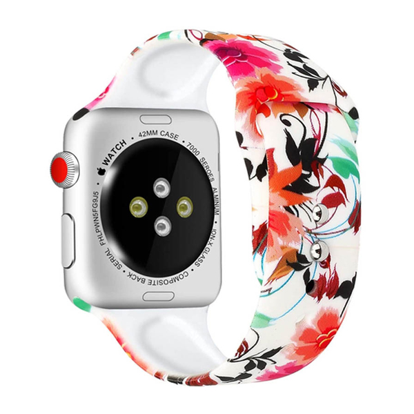Ремешок для Apple Watch 38mm/40mm Silicone Watch Band Flowers and Leaves