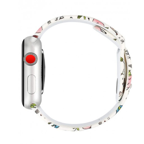 Ремешок для Apple Watch 38mm/40mm Silicone Watch Band White Birds