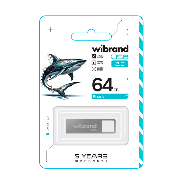 Флешка Wibrand 64GB Shark USB 2.0 Silver (WI2.0/SH64U4S)