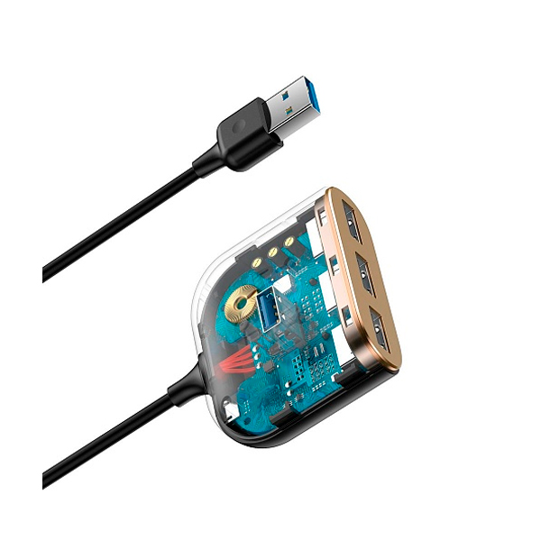 USB-хаб Baseus 4in1 USB3.0/USB*1+USB*3 1m Black (CAHUB-AY01)