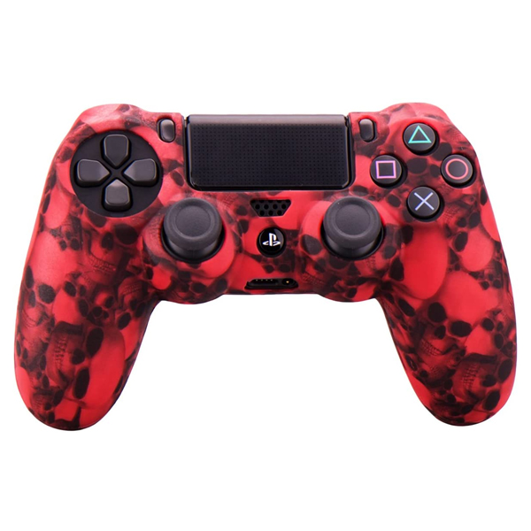 Силиконовый чехол для джойстика Sony PlayStation PS4 Type 8 Red Skulls тех.пак