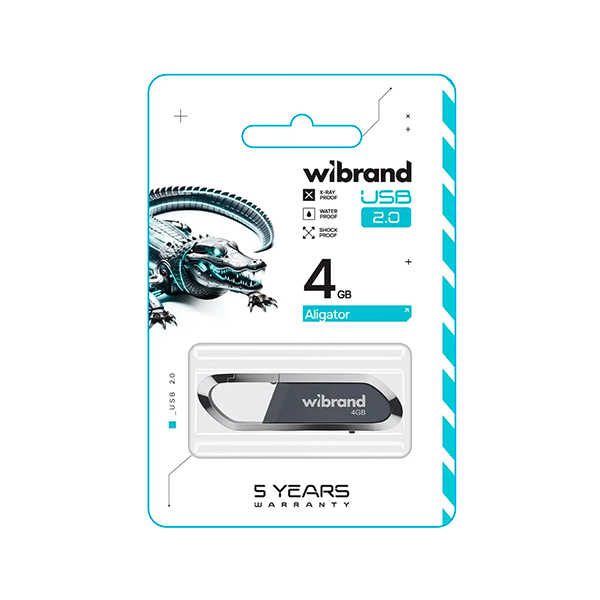 Флешка Wibrand 4GB Aligator USB 2.0 Grey (WI2.0/AL4U7G)