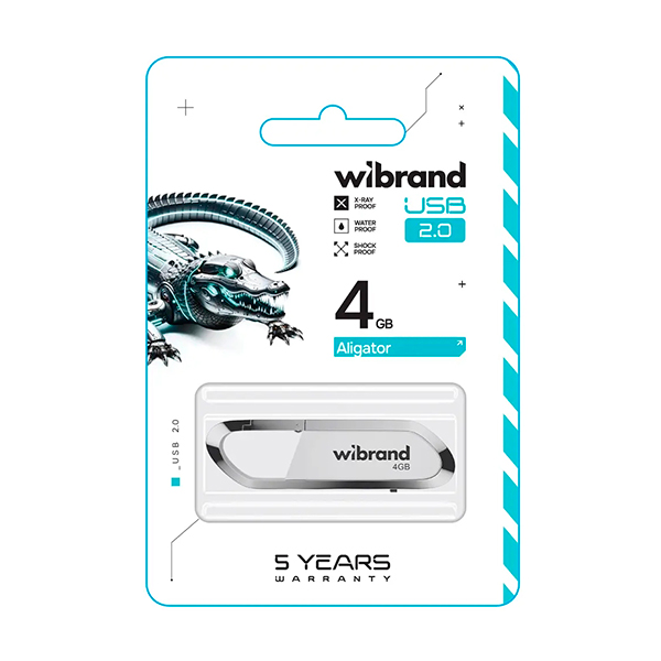 Флешка Wibrand 4GB Aligator USB 2.0 White (WI2.0/AL4U7W)