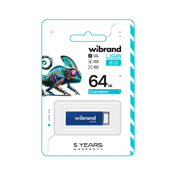 Флешка Wibrand 64GB Сhameleon USB 2.0 Blue (WI2.0/CH64U6U)