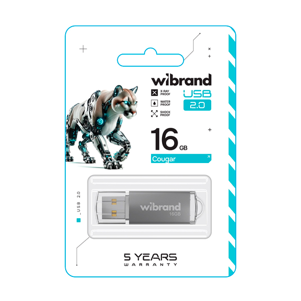 Флешка Wibrand 16GB Сougar USB 2.0 Silver (WI2.0/CU16P1S)