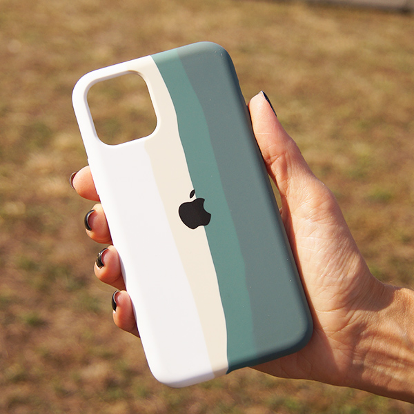 Чохол Silicone Cover Full Rainbow для iPhone 11 Pro White/Green