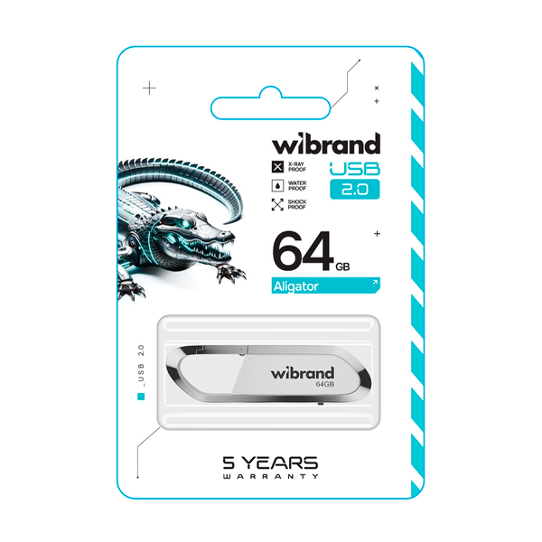 Флешка Wibrand 64GB Aligator USB 2.0 White (WI2.0/AL64U7W)