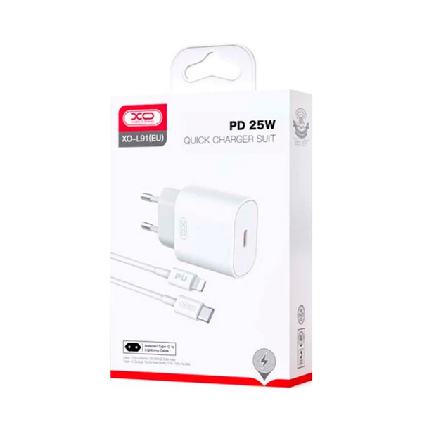 МЗП XO L91 USB-C 25W + Lightning White