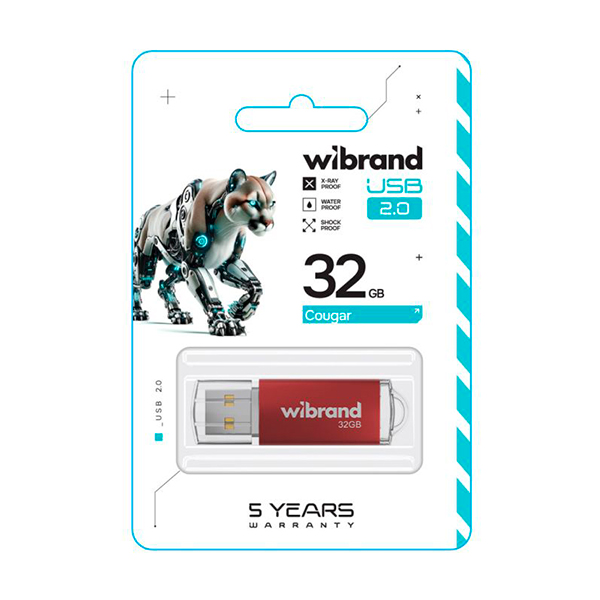 Флешка Wibrand 32GB Cougar USB 2.0 Red (WI2.0/CU32P1R)