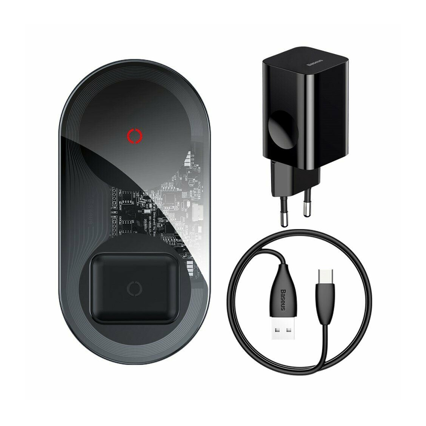 Беспроводное зарядное устройство Baseus Simple 2in1 Wireless Charger Turbo Edition 24W Black (TZWXJK-B01)