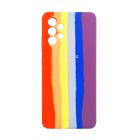 Чехол Silicone Cover Full Rainbow для Samsung A32-2021/A325 Red/Violet with Camera Lens
